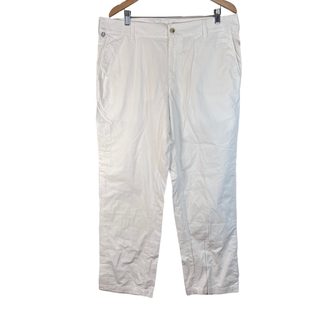 Columbia White PFG Cotton Blend Straight Leg Cargo Utility Fishing Pants Size 38